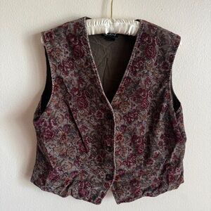 Rafaella women’s Corduroy Vest  floral print size 14 L/XL 90’s cottage core